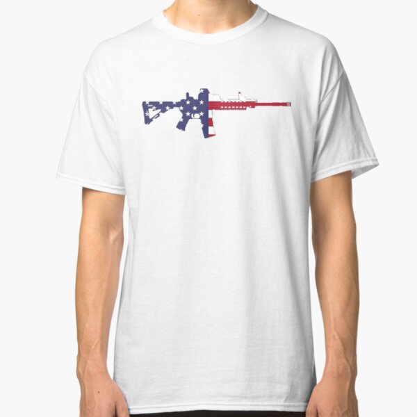 American Flag Red White And Blue Ar15 Rifle Classic T-Shirt