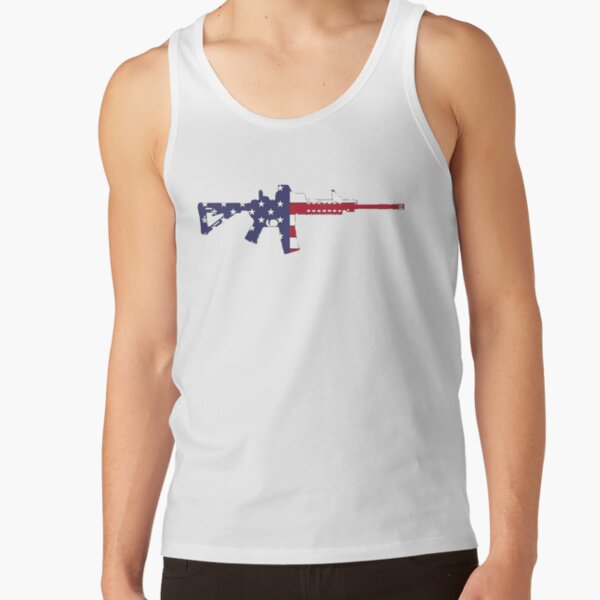 American Flag Red White And Blue Ar15 Rifle Tank Top