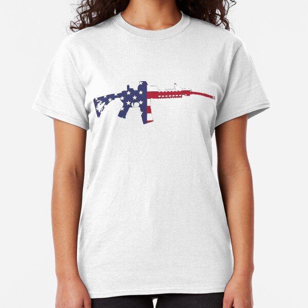American Flag Red White And Blue Ar15 Rifle Classic T-Shirt