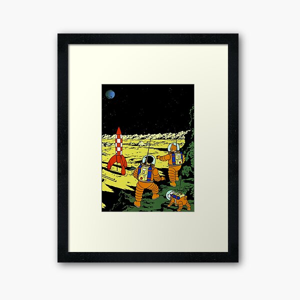 Tintin Adventurers on the Moon Framed Art Print