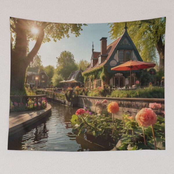 Item preview, Sunlit Flowers and Enchantment: A Dutch Restaurant’s Charm designed and sold by BlareBlare.