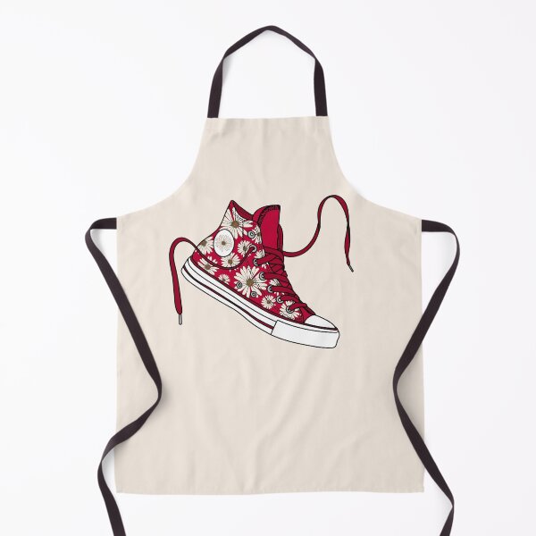 Item preview, Daisy flower pattern red & cream high tops designed and sold by MickeyEdwards.