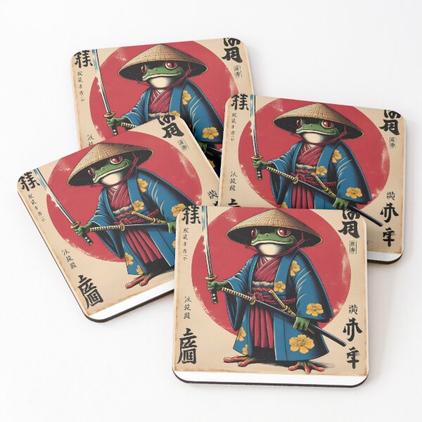 Item preview, Samurai Frog Japanese Woodblock Art Japanese Kanji designed and sold by Kimberley King Art  King Art.