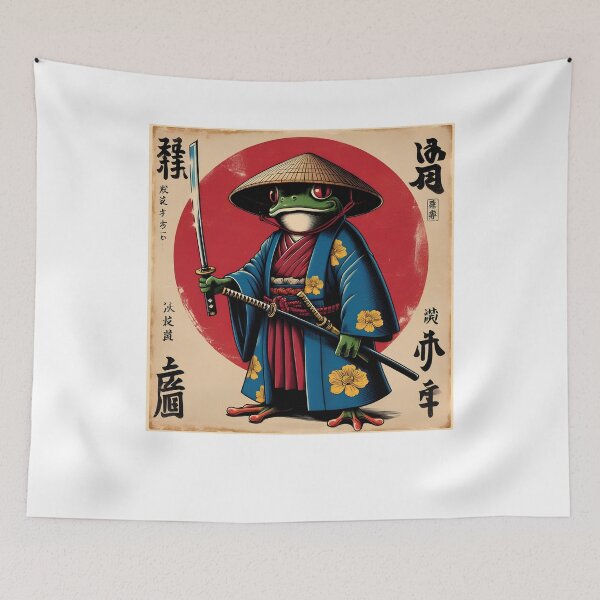 Item preview, Samurai Frog Japanese Woodblock Art Japanese Kanji designed and sold by Kimberley King Art  King Art.
