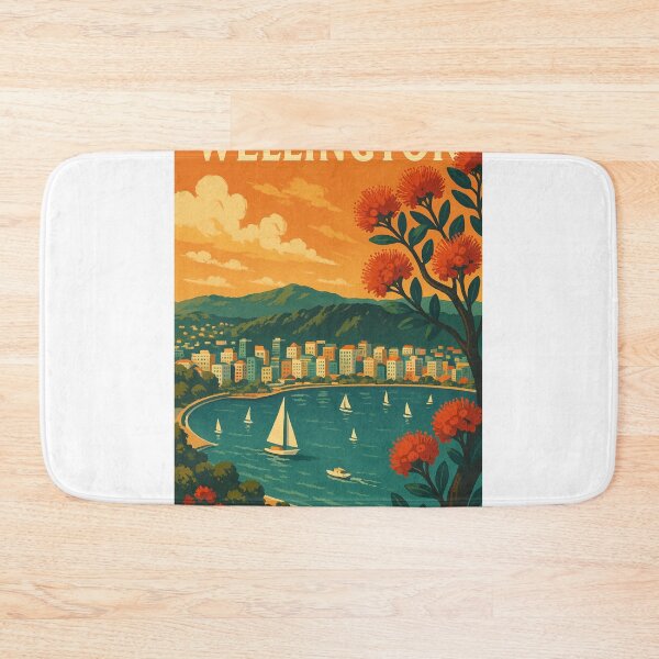 Item preview, Wellington Waterfront with Pohutukawa Trees and Sailboats designed and sold by Places On Earth.