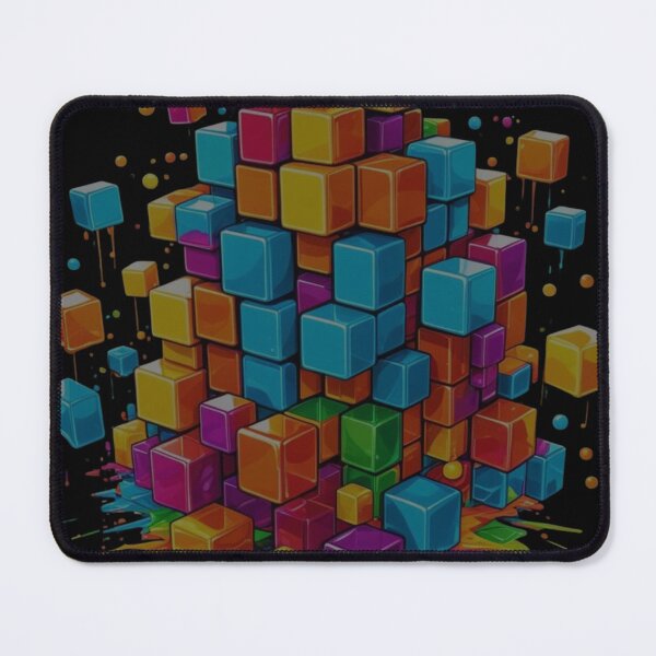 Item preview, Neon Pixel Explosion – Cyber Abstract Cubes designed and sold by FzCooper.