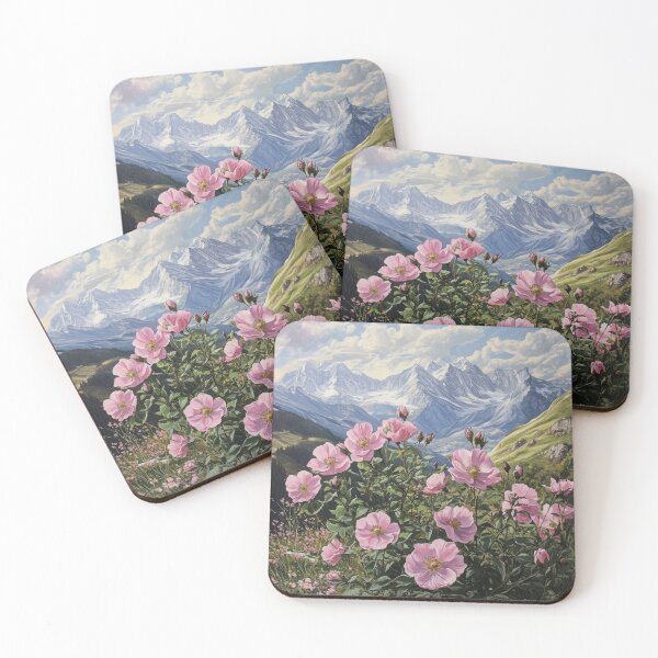 Item preview, Alpine Rose Bloom – Wildflowers & Majestic Mountain Escape designed and sold by AchaRat.