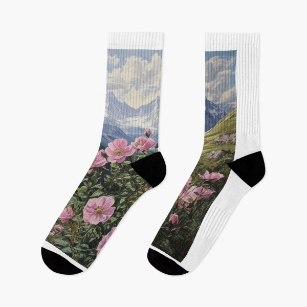 Item preview, Alpine Rose Bloom – Wildflowers & Majestic Mountain Escape designed and sold by AchaRat.