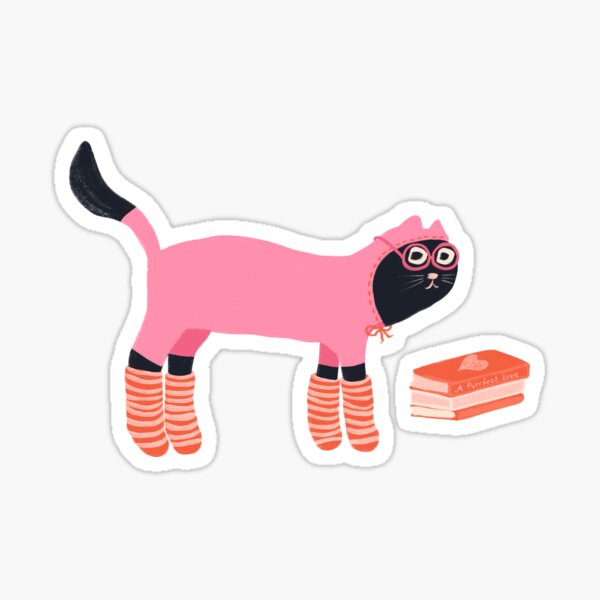 Artikel-Vorschau von Bücherwurm schwarze Katze trägt gestreifte Socken, designt und verkauft von SaryandSaff.