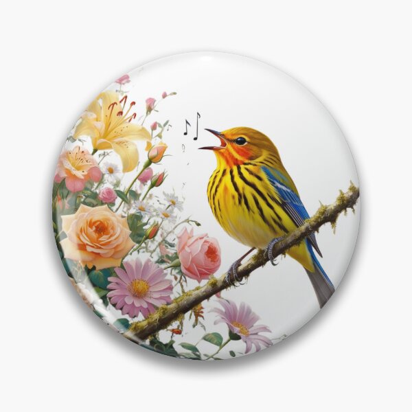 Item preview, "Joyful Warbler in Blooming Garden" designed and sold by STmez Design.