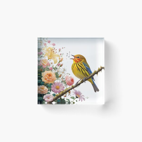 Item preview, "Joyful Warbler in Blooming Garden" designed and sold by STmez Design.