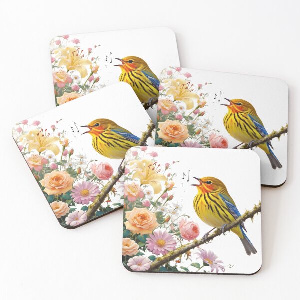 Item preview, "Joyful Warbler in Blooming Garden" designed and sold by STmez Design.
