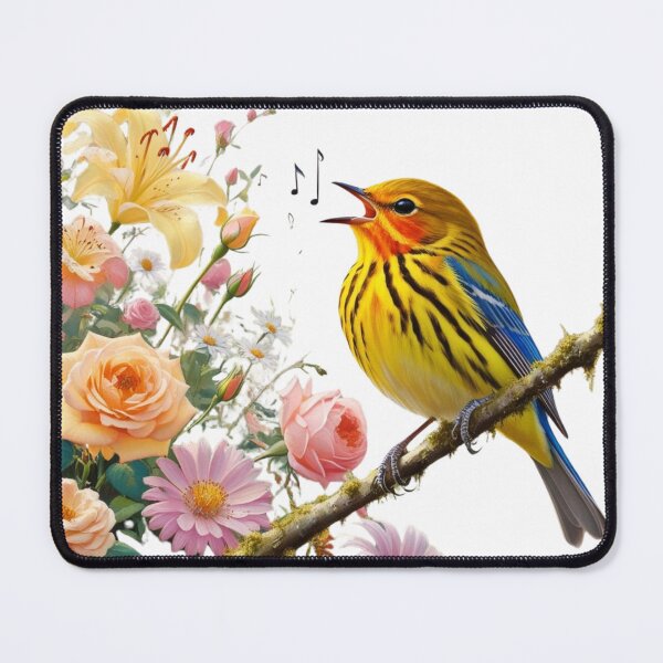 Item preview, "Joyful Warbler in Blooming Garden" designed and sold by STmez Design.