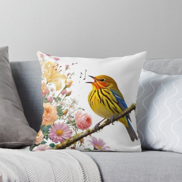 Item preview, "Joyful Warbler in Blooming Garden" designed and sold by STmez Design.