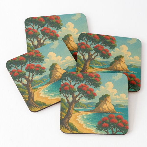 Item preview, Coromandel Peninsula with Cathedral Cove and Pohutukawa designed and sold by Places On Earth.