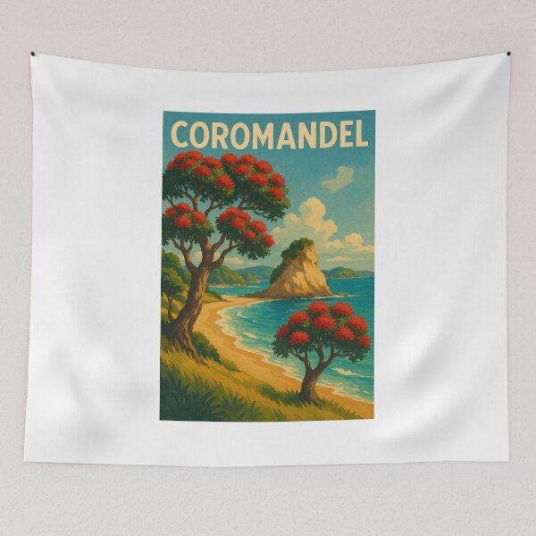 Item preview, Coromandel Peninsula with Cathedral Cove and Pohutukawa designed and sold by Places On Earth.