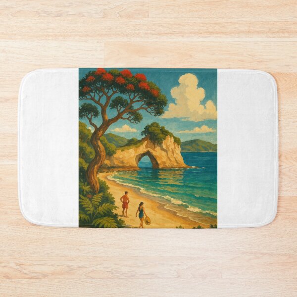 Item preview, Coromandel Coast with Cathedral Cove and Pohutukawa designed and sold by Places On Earth.