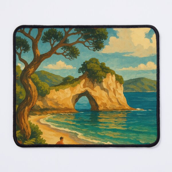 Item preview, Coromandel Coast with Cathedral Cove and Pohutukawa designed and sold by Places On Earth.