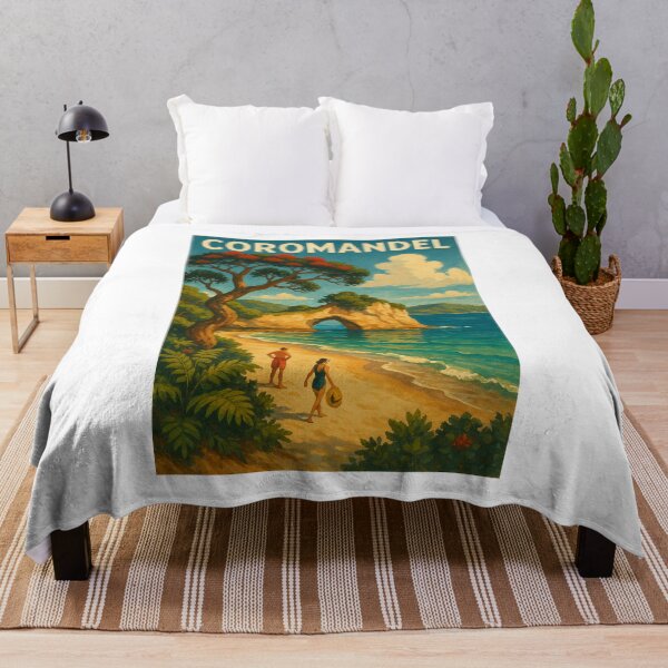Item preview, Coromandel Coast with Cathedral Cove and Pohutukawa designed and sold by Places On Earth.