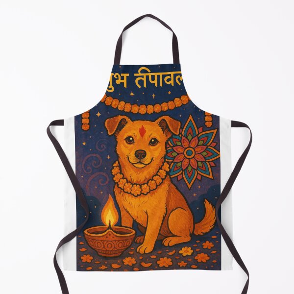 Item preview, Tihar Festival Dog with Marigold Garland and Oil Lamp designed and sold by Places On Earth.