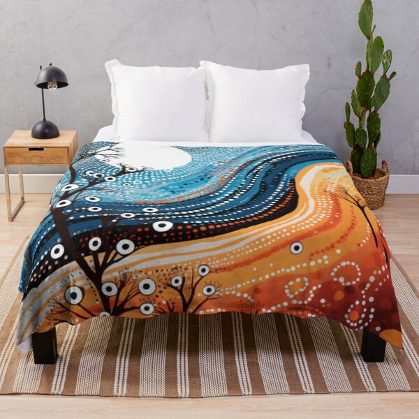 Item preview, Aboriginal Inspired Dot Art - With Full Moon designed and sold by GrinGalore.