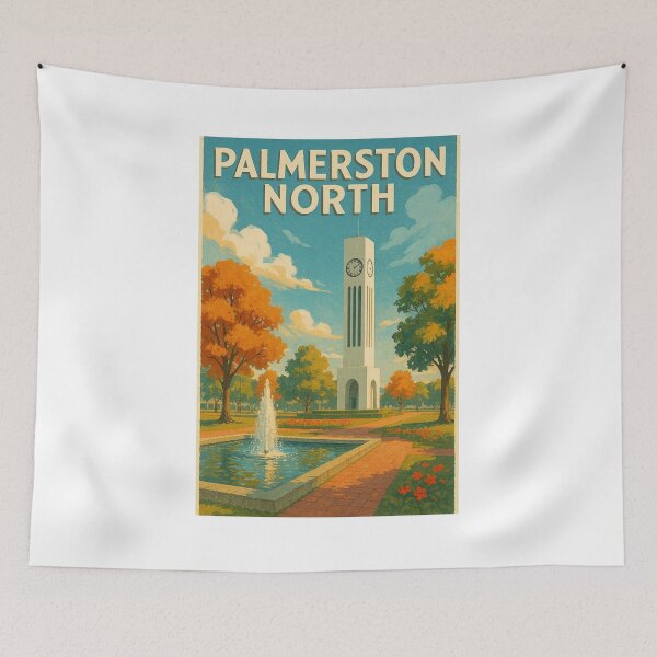 Item preview, Palmerston North Clock Tower in The Square with Autumn Trees designed and sold by Places On Earth.