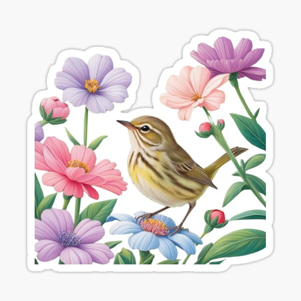 Item preview, "Warbler Hopping Through a Pastel Garden" designed and sold by STmez Design.