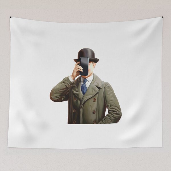 Item preview, Magritte-Inspired Parody with Mobile Phone in Face Art Lover Humour designed and sold by w1ckerman.