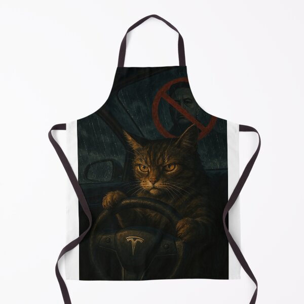 Item preview, Angry Cat Driving Tesla in Rain with Protest Mood designed and sold by Places On Earth.
