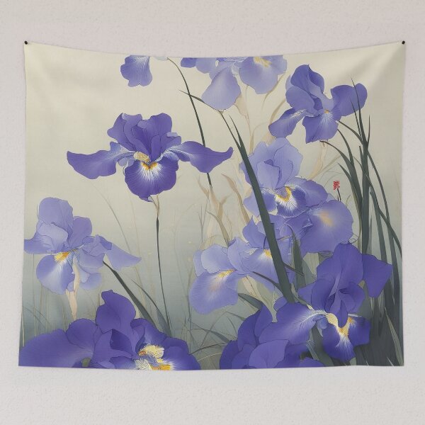 Item preview,  Blue Irises Flowers in  Ohara Koson Style designed and sold by Tamas Das.