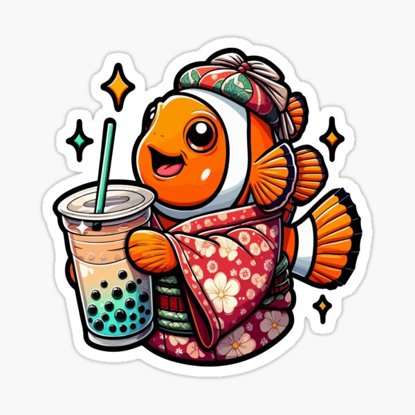 Item preview, Clownfish Bubble Boba Tea Anime Cute Kawaii designed and sold by Artistoos.