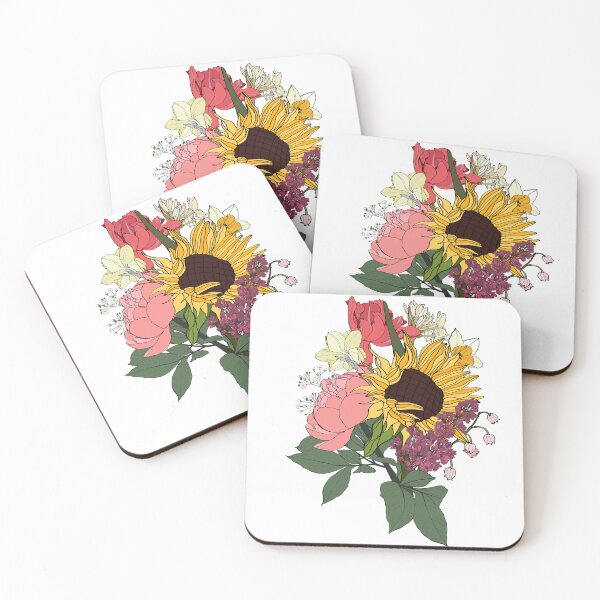 Item preview, Peony, sunflower, tulips and leaves. Card element with floral illustration. designed and sold by MatyKotiv.