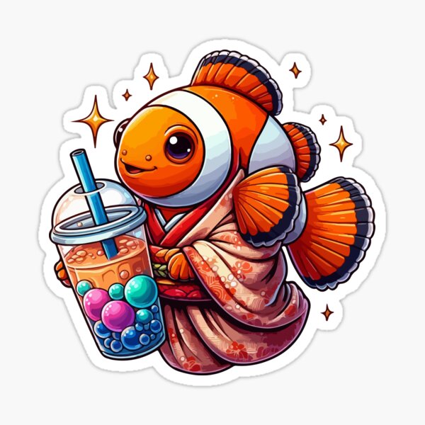 Item preview, Clownfish Bubble Boba Tea Anime Cute Kawaii designed and sold by Artistoos.