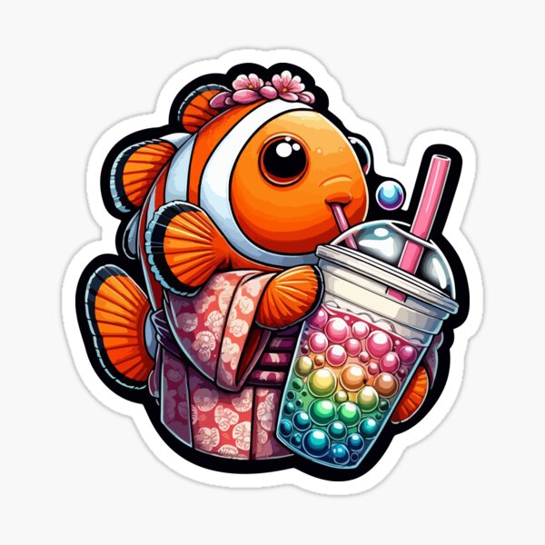 Item preview, Clownfish Bubble Boba Tea Anime Cute Kawaii designed and sold by Artistoos.