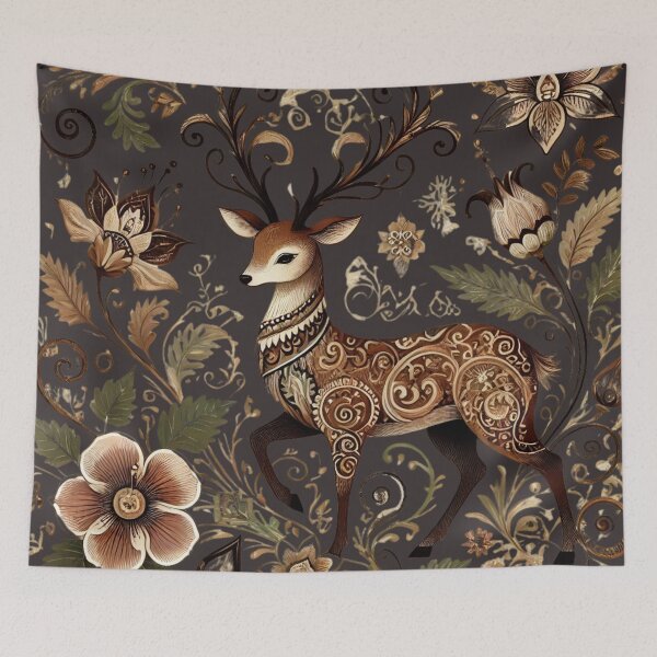 Item preview, Pichwai-Inspired Deer Elegance designed and sold by Dream Bloom Gallery.