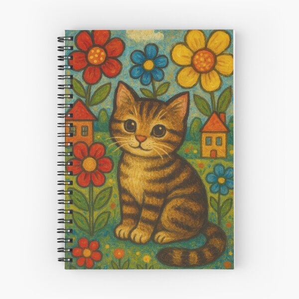 Item preview, Whiskers & Wildflowers – Tabby Kitten in Naive Art Style designed and sold by LesChatsArt.