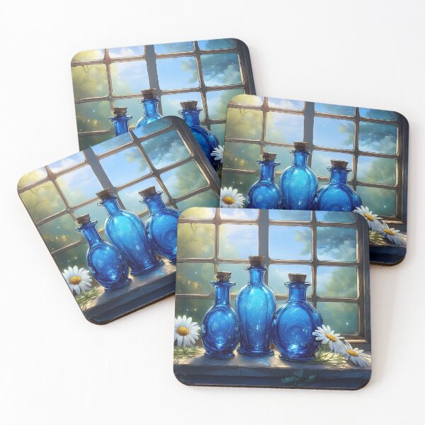 Item preview, Blue Bottles and Daisies designed and sold by Kathy Weaver.