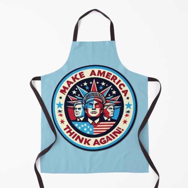 Item preview, Political banner on round shield opposing Trump's MAGA, with slogan: Make America think again designed and sold by JaroDesign2023.