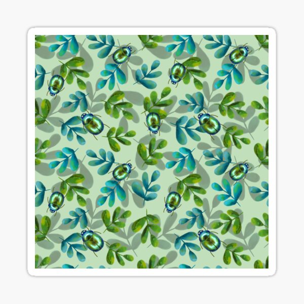 Item preview, Green Beetles Pattern designed and sold by Lone Jensen.