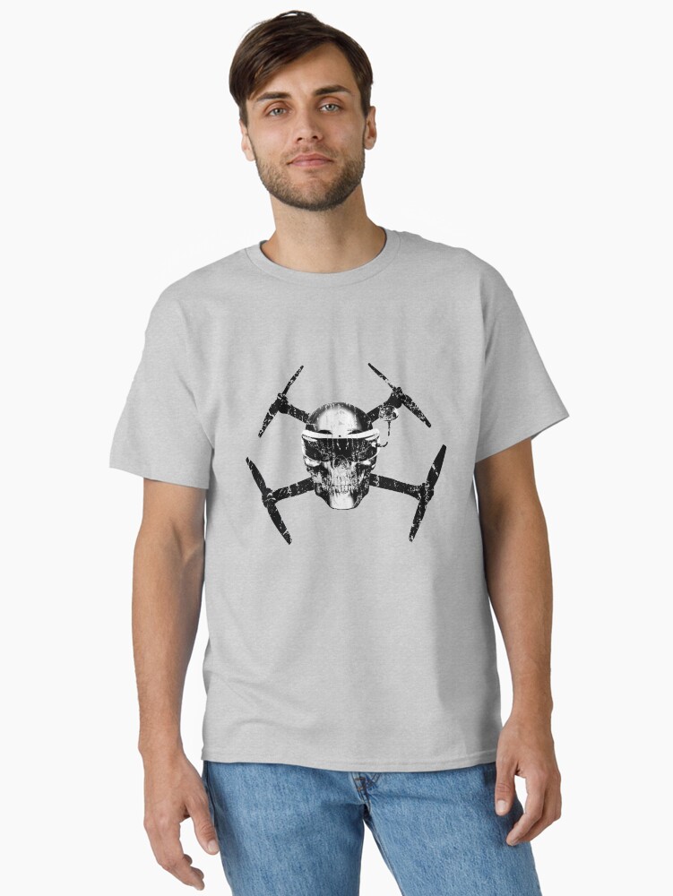 Thumbnail 1 of 7, Classic T-Shirt, FPV Drone Quadcopter Skull Frame designed and sold by Spooner427.