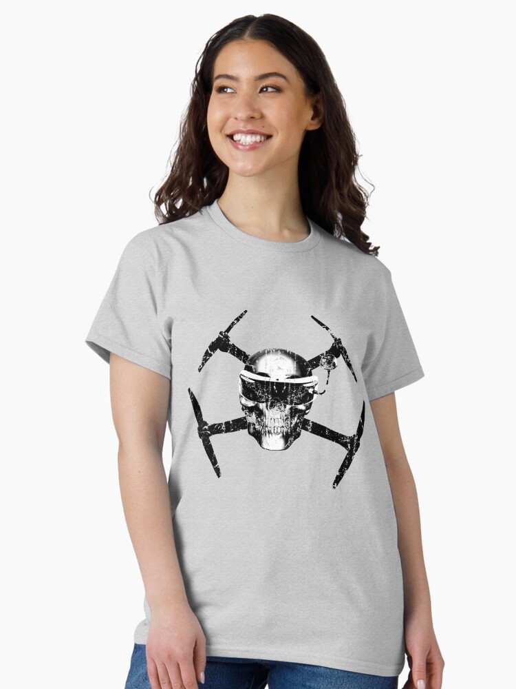 Thumbnail 2 of 7, Classic T-Shirt, FPV Drone Quadcopter Skull Frame designed and sold by Spooner427.