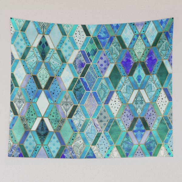 Item preview, Sapphire & Emerald Diamond Patchwork Pattern designed and sold by micklyn.