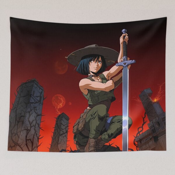 Item preview, Vampire Hunter anime manga woman cool Dracula hunter female warrior art designed and sold by Vintage Designs +.