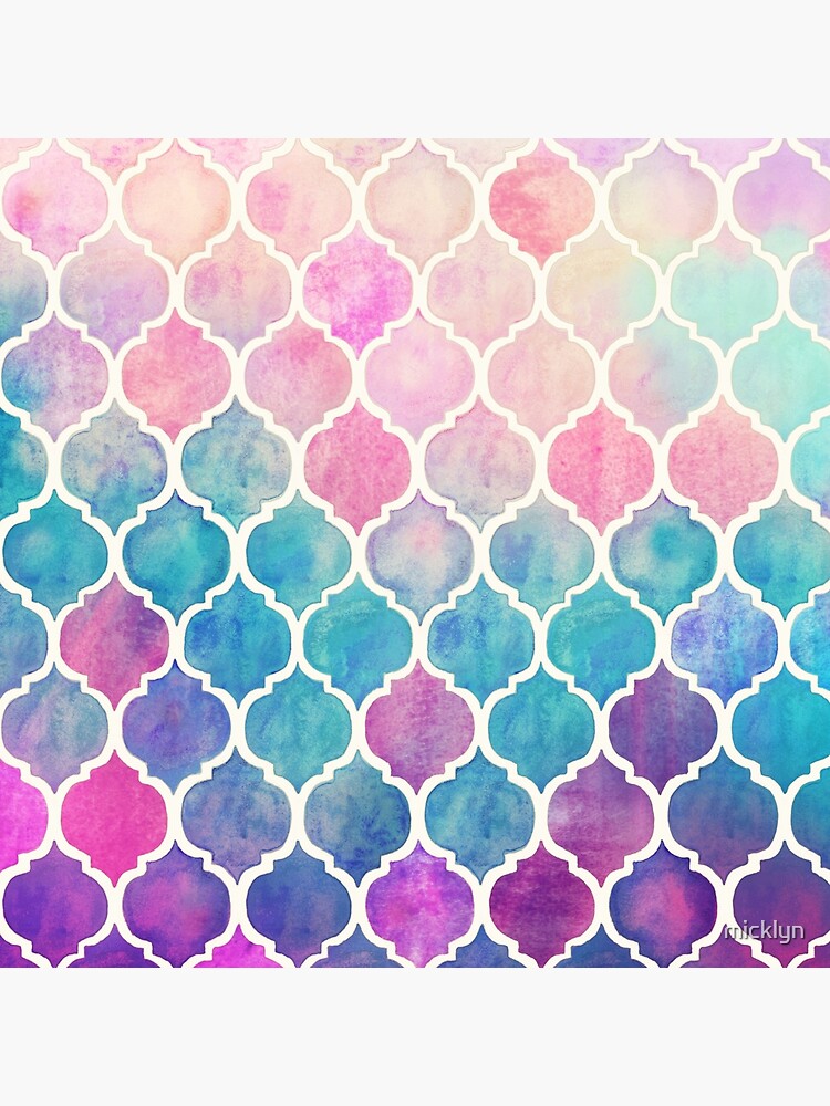 Thumbnail 4 of 4, Pillow, Rainbow Pastel Watercolor Moroccan Pattern designed and sold by micklyn.