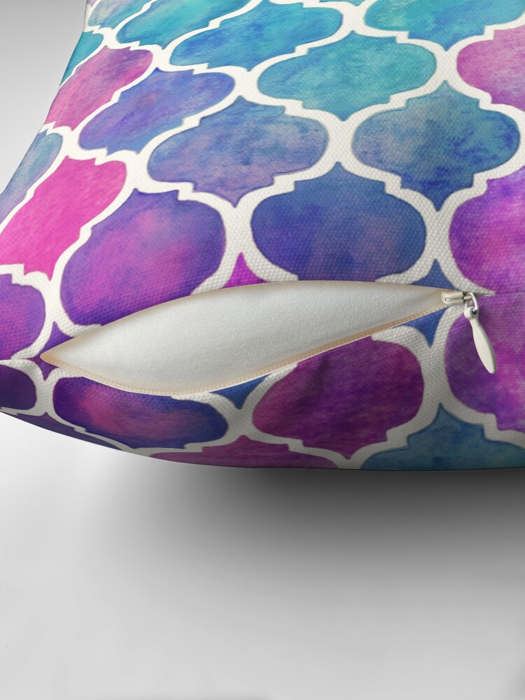 Thumbnail 2 of 4, Pillow, Rainbow Pastel Watercolor Moroccan Pattern designed and sold by micklyn.
