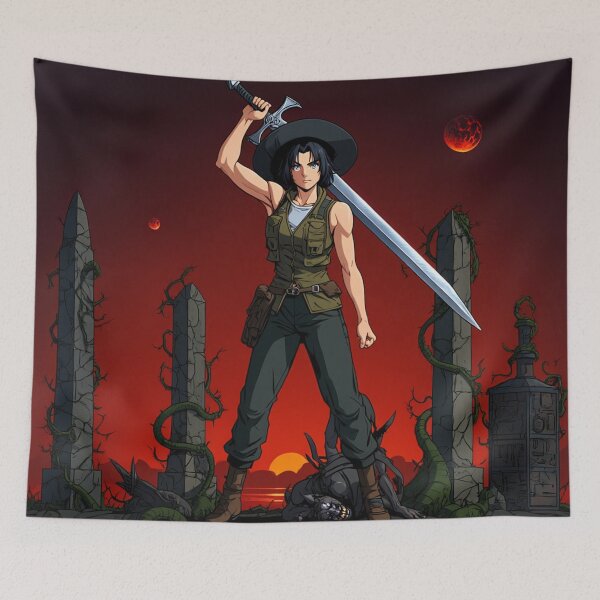 Item preview, Vampire Hunter anime manga woman cool Dracula hunter female warrior art designed and sold by Vintage Designs +.