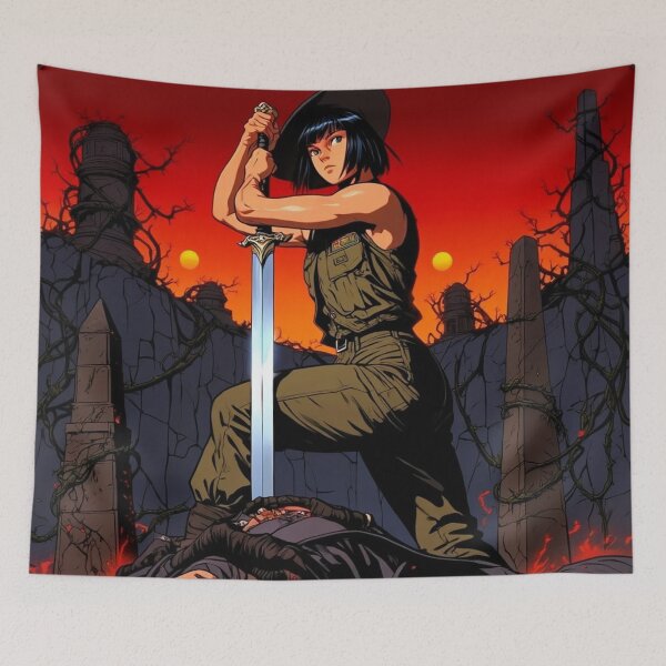 Item preview, Vampire Hunter anime manga woman cool Dracula hunter female warrior art designed and sold by Vintage Designs +.