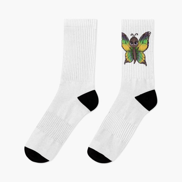 Item preview, Cute Butterfly Character – Whimsical Green and Yellow Wings with Big Eyes designed and sold by Colibri-art.