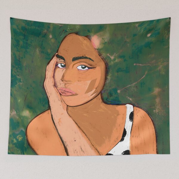 Item preview, Liminal Quietude | Calm Woman Portrait Still Life Painting designed and sold by 83oranges.com.
