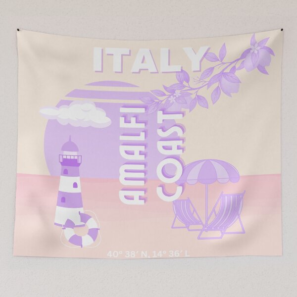 Item preview, Amalfi Coast, Travel Art, Preppy Travel, Pastel designed and sold by Magic Love Art Print.